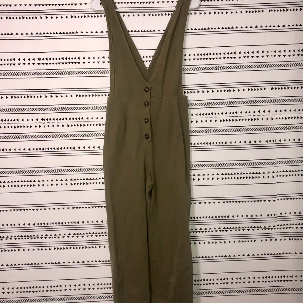 Olive green low cut jumpsuit